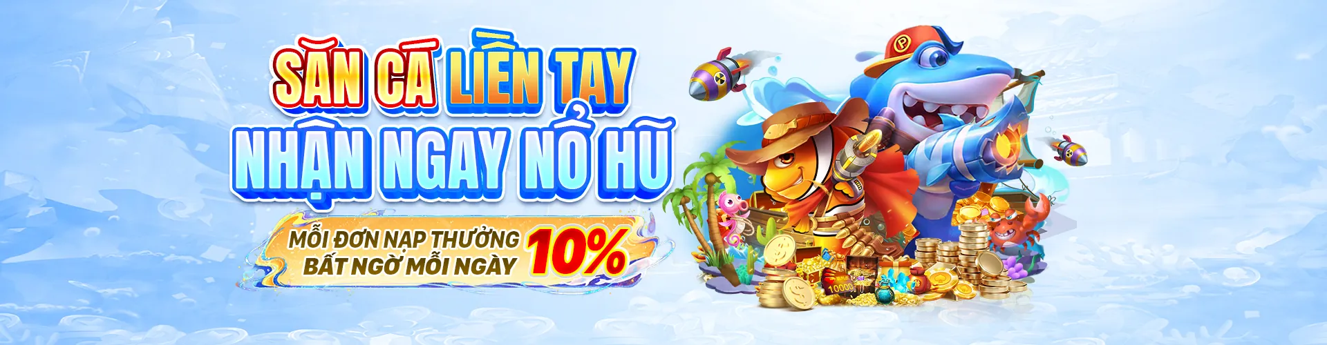Hình ảnh chính game Nổ Hũ VIP 2026 với biểu tượng jackpot sáng chói và các đồng xu vàng